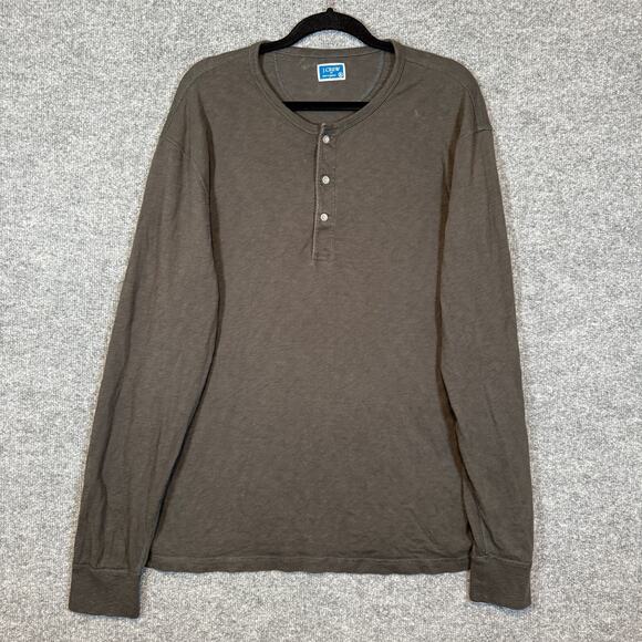 J.Crew Shirt Mens XL Gray Thermal Henley Knit Long Sleeve Stretch - Picture 1 of 8